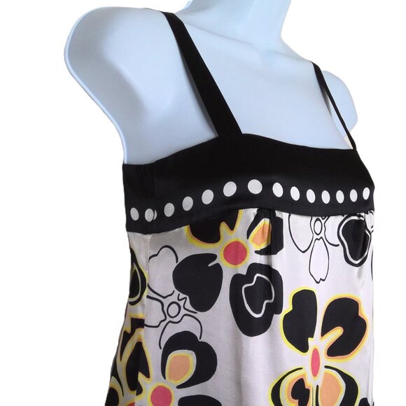 Guess Silk Floral Mini Dress Dots Short Sleeveless Stretch Party Retro XS / TP - Picture 3 of 8